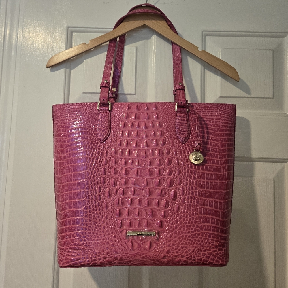 Pink Crocodile Embossed Women's Bag